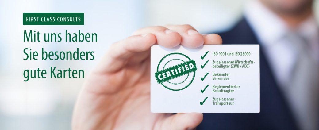 First Class Consults Headerbild mit Text: Mit uns haben Sie besonders gute Karten